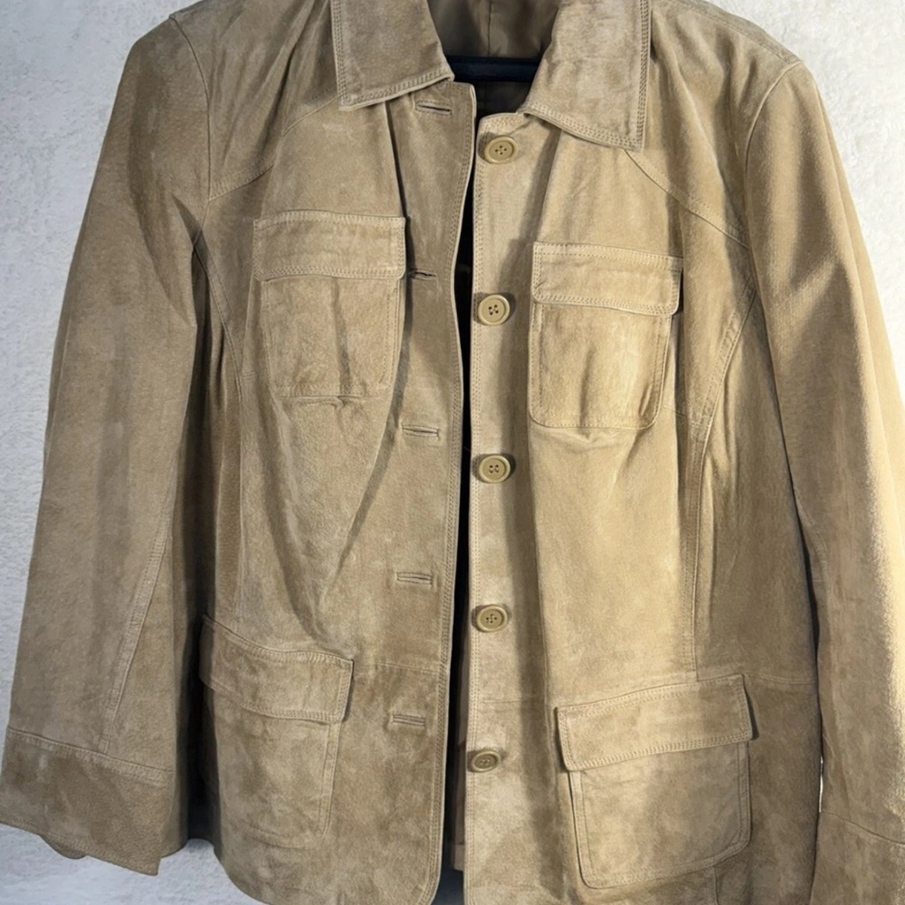 St Johns Bay Washable Suede , Leather Women's Coat Jacket Size 1X Tan